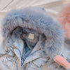 Image of Winter Baby Girl Denim Jacket Plus Velvet Real Fur