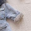 Image of Winter Baby Girl Denim Jacket Plus Velvet Real Fur