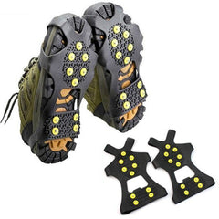 1 Pair 10 Studs Anti-Skid Ice Gripper Spike Winter Climbing Anti-Slip Snow Spikes Grips Cleats Over Shoes Covers Crampon